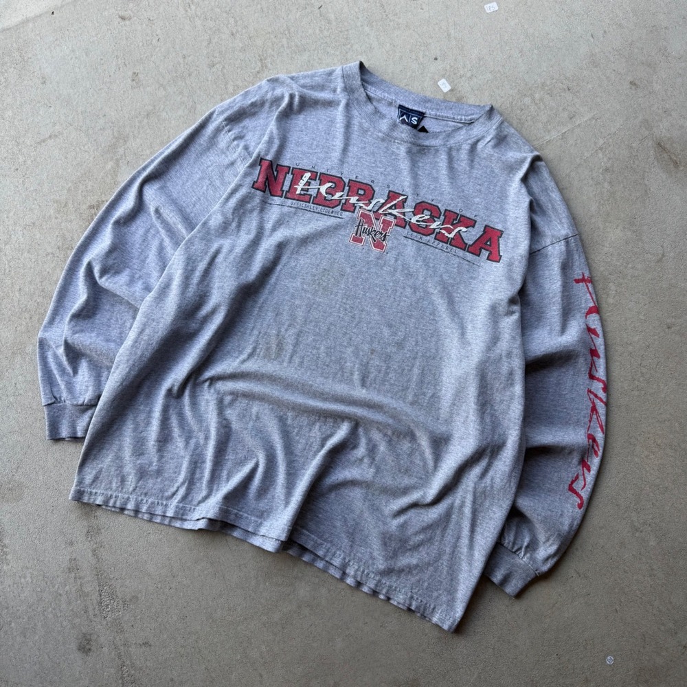 Y2K Mens AS Sport Nebraska Huskers Long Sleeve Graphic T-Shirt XL